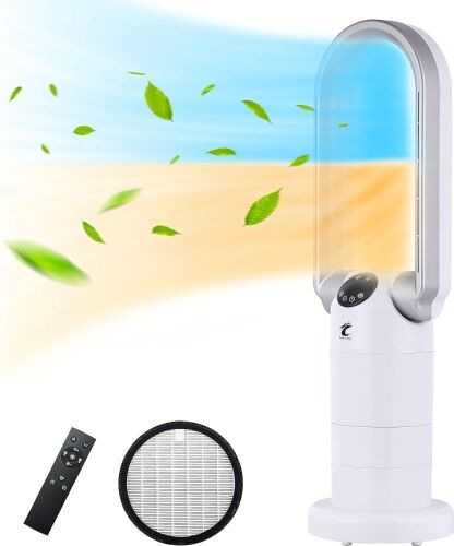 OceanLoong 1500W 29” Bladeless Tower Fan with Adjustable Thermostat, Tip-Over Switch, Remote, Timer - Lot 118