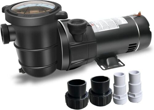J07503SW DoE-Compliant CEC approved 1.5HP 115v 4920GPH Above Ground Pool Pump with On/Off Switch and Reversible Discharge  - Lot 189