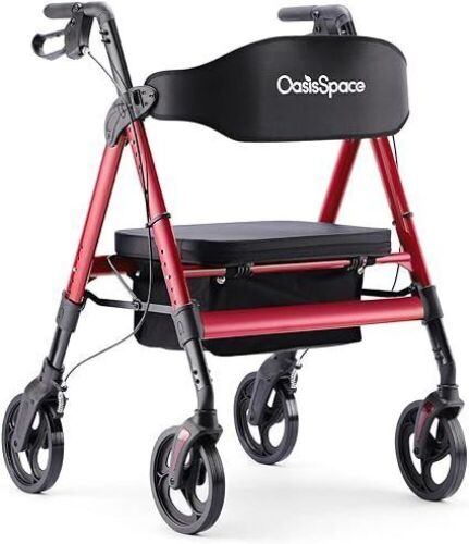 OasisSpace Heavy Duty Rollator Walker with Large Seat, Support Up 450 lbs  - Lot 191