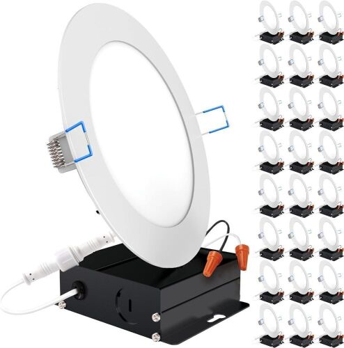 Sunco 24 Pack 6 Inch Slim LED Recessed Ceiling Lights, 6000K Daylight Deluxe, Dimmable 14W, Canless Wafer Thin with Junction Box   - Lot 62