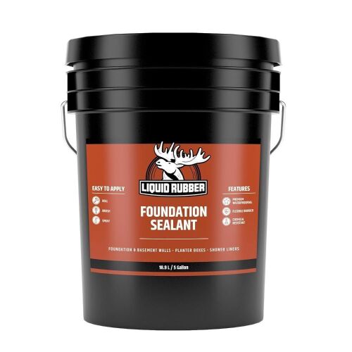 Liquid Rubber Concrete Foundation and Basement Sealant, Indoor & Outdoor Waterproof Coating, Easy to Apply, 5 Gallon  - Lot 66