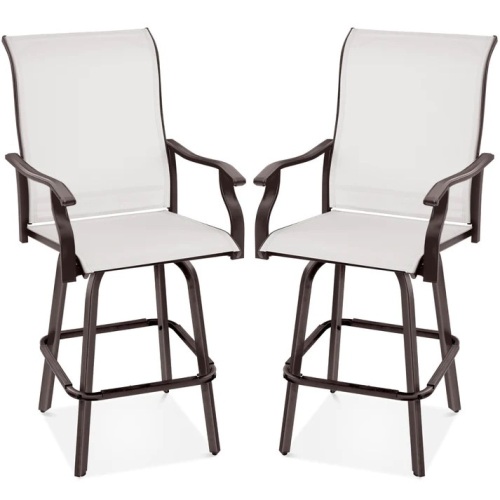 Set of 2 Swivel Barstools w/ 360 Rotation, All-Weather Mesh 20"(L) x 23.5"(W) x 51.5"(H) - Lot 494A