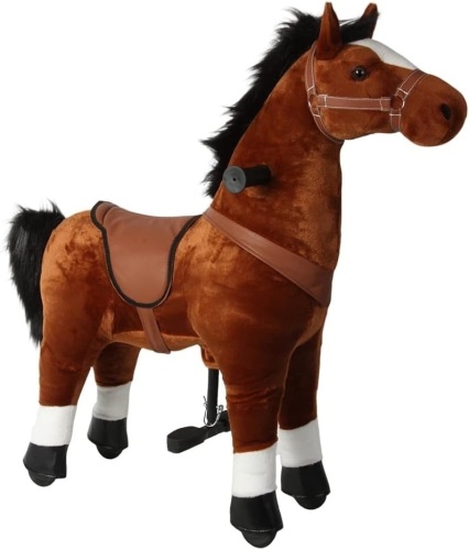 Ride-On Horse,Toy Horse,Riding Horse,No Battery,No Electricity,Mechanical Pony Brown,Ride On Real Walking Horse for Children 4 to 12 Years Old or Up to 165.34 Pounds-187.39 Pounds,Large,Brown - Lot 158