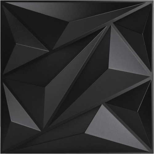 Art3dwallpanels PVC 3D Wall Panel Diamond for Interior Wall Décor in Black, 19.7" x 19.7" Wall Decor PVC Panel, 3D Textured Wall Panels, Pack of 12 Tiles - Lot 170