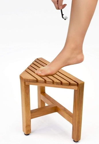 Asta Zini Solid Teak Shower/Bath/Spa Corner Foot Stool, Side Table, Fully Assembled, TB-014 - Lot 173