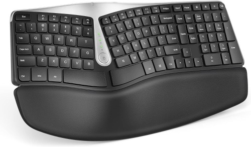 Nulea RT04 Wireless Ergonomic Keyboard, 2.4G Split Keyboard with Cushioned Wrist and Palm Support, Arched Keyboard Design for Natural Typing, Compatible with Windows/Mac - Lot 174