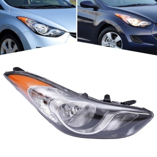 CNCEST Housing Headlight Headlamp Fits 2011 2012 2013 Elantra 92101-3Y000 Sedan 4Door Black Halogen Right Headlight - Lot 371A
