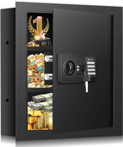 17.72" Tall Wall Safes Between the Studs Fireproof with Hidden Bottom Compartment, Heavy Duty Hidden Safe with Combination Lock, Fireproof in Wall Safe for Documents Money Firearms Valuables - Lot 185