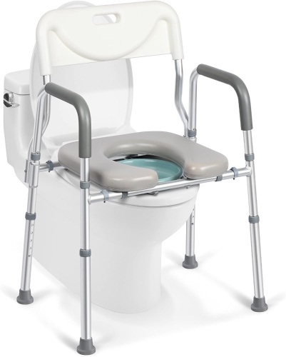 Xilingol Raised Toilet Seat with Handles and Back,350lb Bedside Commode Chair with Arms, 4-in-1 Adjustable and Portable Bathroom Chair for Adults, Seniors, Elderly, Handicapped, Disabled - Lot 187