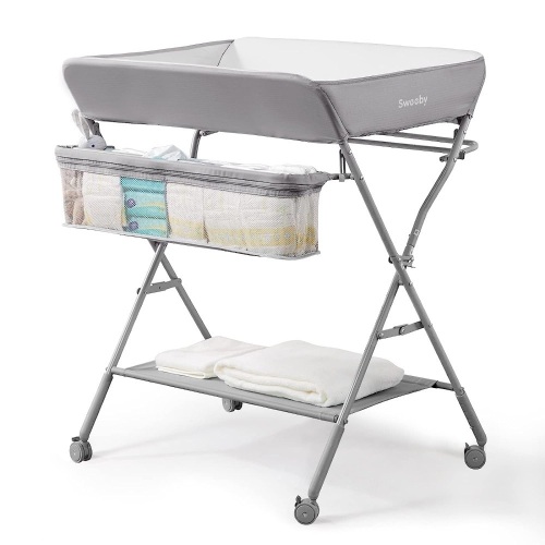 Sweeby Infant Changing Table with Changing Pad, Changing Table Portable Pad Nursery Furniture Baby Changing Station, Gray - Lot 705