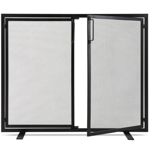 2-Door Wrought Iron Fireplace Screen w/ Magnetic Doors - 38.5x41in - Lot 707