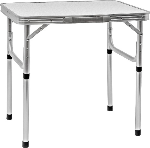 Aluminum Portable Folding Camp Table With Carry Handle - By Trademark Innovations, White 17.7"D x 23.6"W x 22.5"H - Lot 721