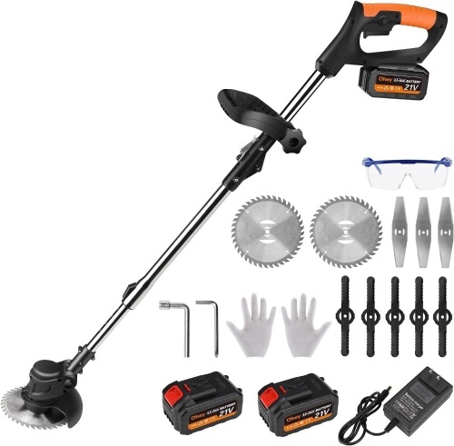 Weed Wacker, Electric Weed Wacker Cordless Trimmer, Retractable and Foldable Home Weed Eater Brush Cutter, Portable Battery Power Rechargeable Handheld Lawn Mower for Lawn, Yard, Garden 6 in - Lot 726