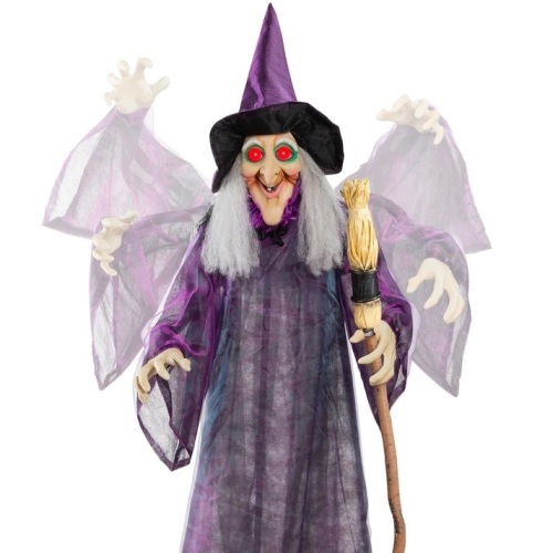 Wicked Wanda Standing Animatronic Witch with Sounds, LED Eyes - 5ft - Lot 727