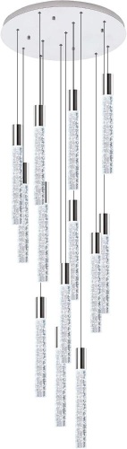 12-lights Crystal Light Chandeliers LED Crystal Lights Modern Pendant Nickel Light Fixtures Remote Dimmable Light 118"H Raindrop Chandelier Fixtures for Living Room Foyer Staircase Hallway Lamp - Lot 195