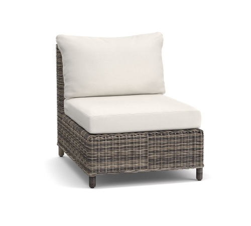 Torrey Wicker Square Arm Loveseat Chaise Outdoor Sectional Components - Lot 125