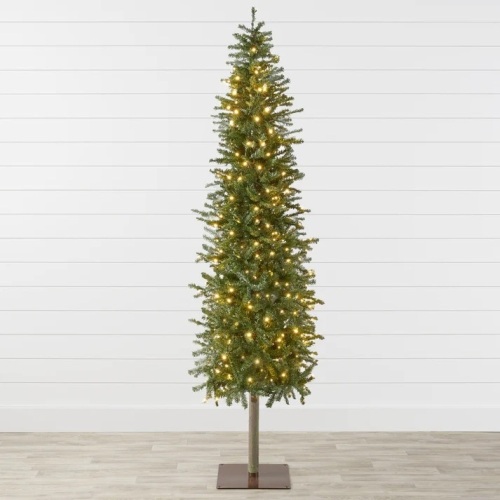 Pre-Lit Artificial Alpine Slim Pencil Christmas Tree w/ LED Lights, Stand 7.5ft - Lot 218