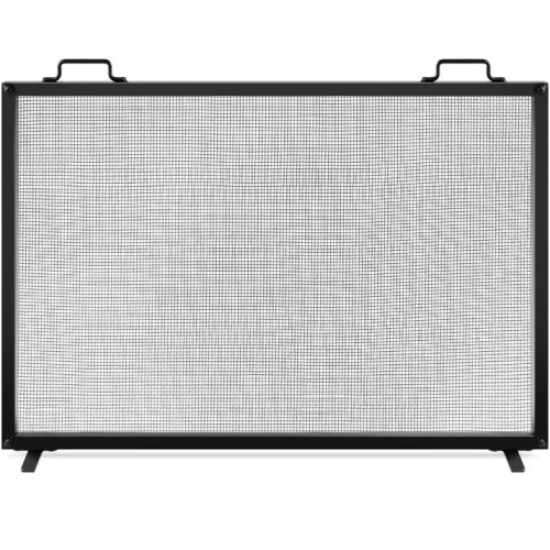 Single Panel Handcrafted Steel Mesh Fireplace Screen w/ Handles - 38x27in  - Lot 225