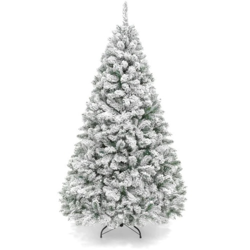 Premium Snow Flocked Artificial Pine Christmas Tree w/ Foldable Metal Base 6ft - Lot 233