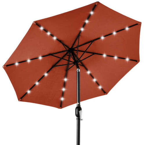 Solar LED Lighted Patio Umbrella w/ Tilt Adjustment, UV-Resistance - 10ft - Lot 5177