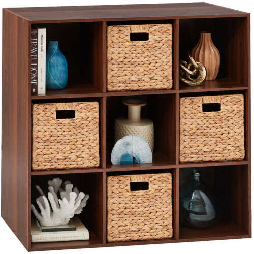 9-Cube Bookshelf Storage Display w/ 3 Removable Panels, Customizable Design - Lot 6251