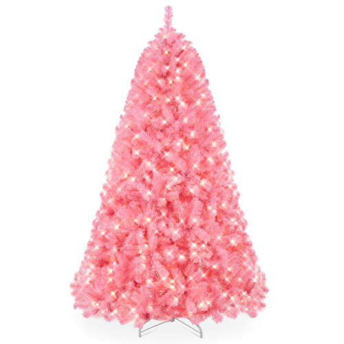 Pre-Lit Artificial Pink Christmas Tree w/ Incandescent Lights, Metal Stand 4.5ft - Lot 6495