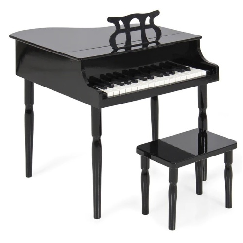 Kids Mini Wooden Grand Piano w/ Lid, Bench, Music Rack, Song Book, Stickers  - Lot 6326
