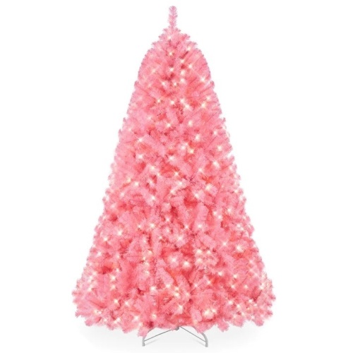 Pre-Lit Artificial Pink Christmas Tree w/ Incandescent Lights, Metal Stand  - Lot 6381
