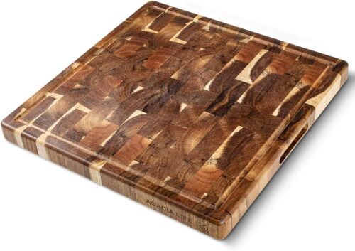 14" End Grain Cutting Board Butcher Block, Acacia Wood  - Lot 181