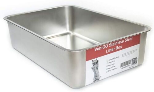 VehiGo Extra Large Stainless Steel Cat Litter Box - Lot 193