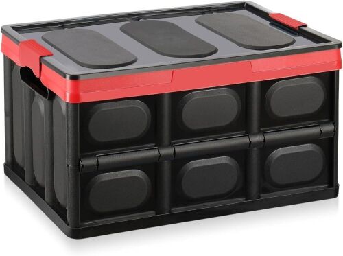Lidded Storage Bin 55L Black  - Lot 601