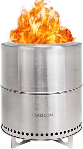 COOZOOM 15 Inch Stainless Steel Smokeless Fire Pit with Stand  - Lot 607