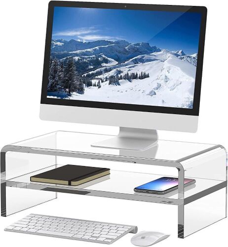 Acrylic Monitor Stand Riser 2 Tier - Lot 660
