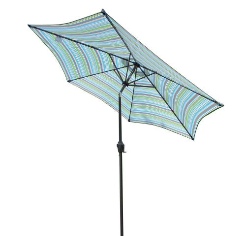 8.6ft Outdoor Patio Market Umbrella with 6 Ribs Push Button Tilt and Crank - Lot 662
