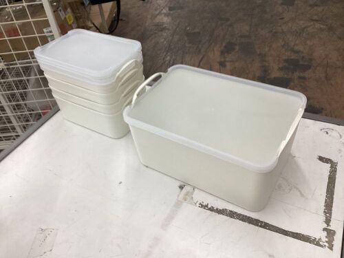 ANMINY Lidded Plastic Storage Bins Set, 1 Large 4 Small - Lot 668