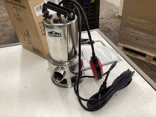 Dextra 1 HP Sump Pump Submersible 3500GPH Water Pump for Pool Draining, 750W Stainless Steel with Float Switch, 19FT Cord - Broken Handle - Lot 698