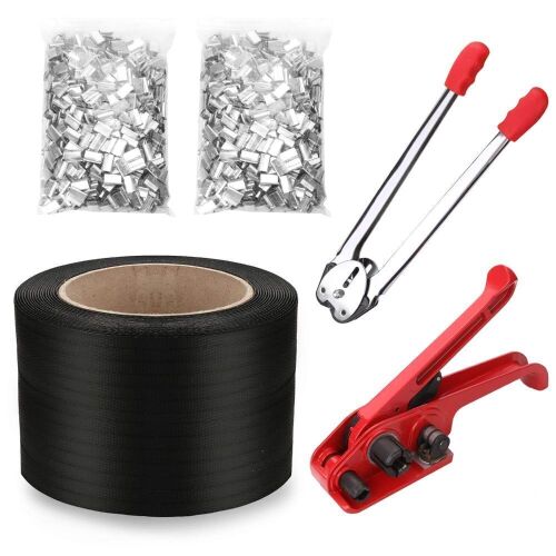 Pallet Packaging Strapping Banding Kit Tensioner Tool Sealer, 3200' Length x 1/2" Wide Coil Reel for Packing  - Lot 733