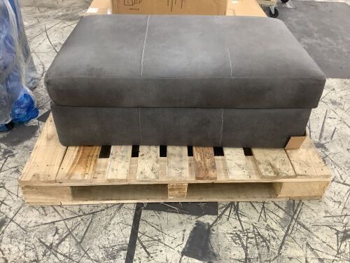 Navigation Gray Storage Ottoman - Small Blemish, Crooked Lid - Lot 625