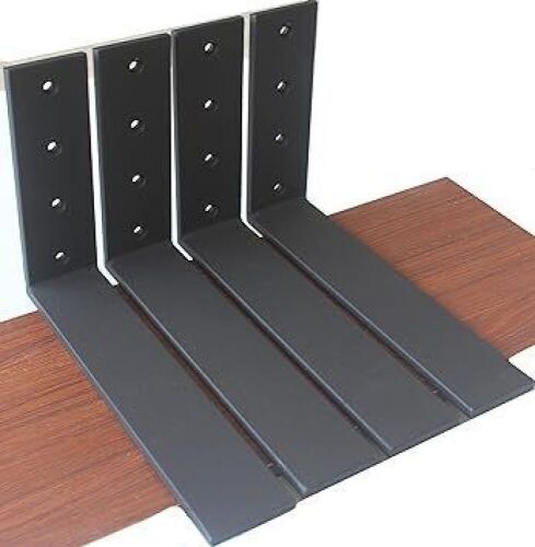 Heavy Duty Frosted Black Steel Countertop Support Brackets, 12" x 8" x 2.5" 10mm Thick - Lot 504