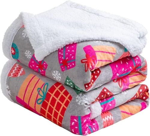 Christmas Sherpa Throw Blanket, 90" x 104"  - Lot 231