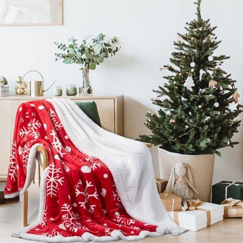 Christmas Sherpa Throw Blanket, 90" x 104"  - Lot 233