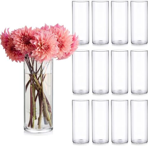 Doubay 12 Pack Cylinder Glass Vases 10" Tall  - Lot 597