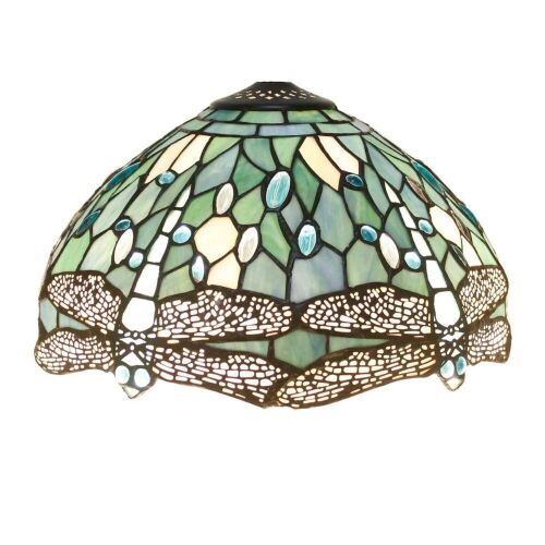 Werfactory Tiffany Lamp Shade 12 Inch Sea Blue Stained Glass Dragonfly Lampshade Replacement - Lot 564