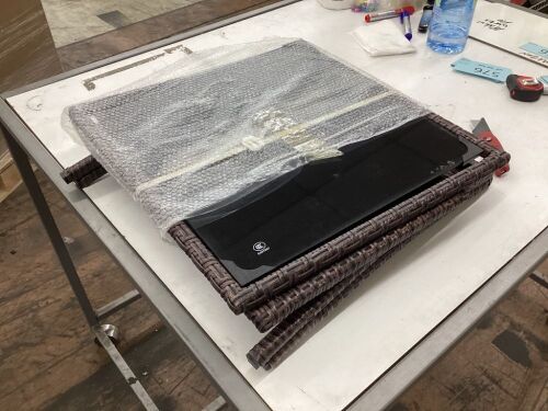 Glass Top Wicker Side Table  - Lot 566