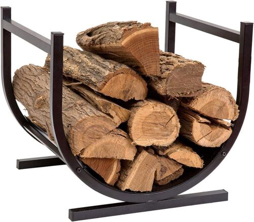 DOEWORKS Small Decorative Indoor/Outdoor Fireside Log Rack, Black - Lot 555