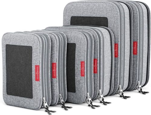LeanTravel Compression Packing Cubes for Travel Organizers with Double Zipper, 6 Pack  - Lot 541