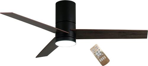 Lcaoful Black Flush Mount Ceiling Fan with Dimmable LED Lights Remote Control, 46"  - Lot 546