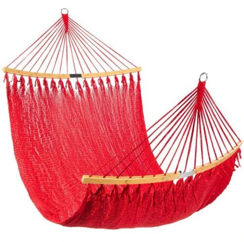 2-Person Woven Polyester Hammock w/ Curved Bamboo Spreader Bar, Carry Bag  - Lot 494
