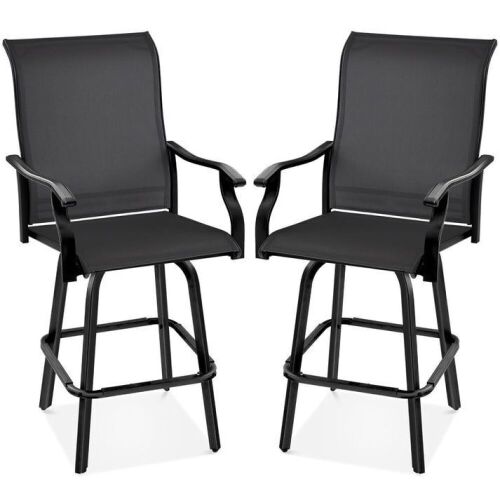 Set of 2 Swivel Barstools w/ 360 Rotation, All-Weather Mesh  - Lot 495