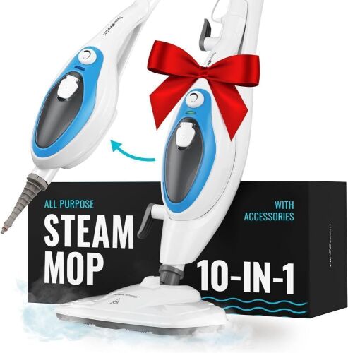 PurSteam Steam Mop 10-in-1 with Convenient Detachable Handheld Unit, Laminate/Hardwood/Tiles/Carpet Kitchen - Lot 491